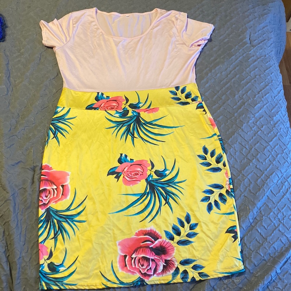 XL yellow floral summer dress